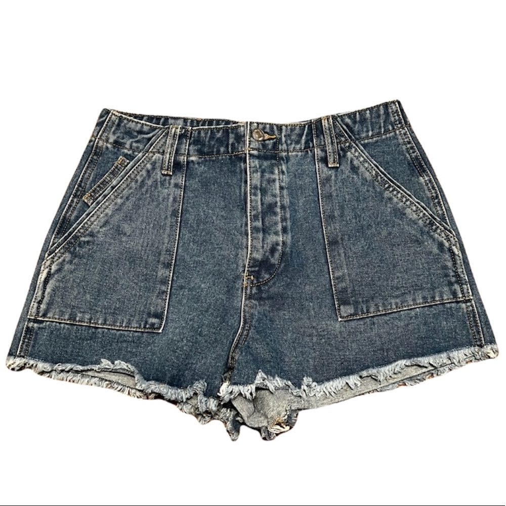Forever 21 Los Angeles high waisted fringe jean Denim shorts size 30